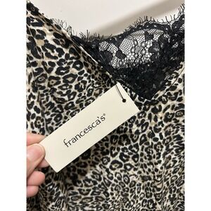Mi Ami Tank Top Womens Small Black White Leopard Print Lace Cami Shirt